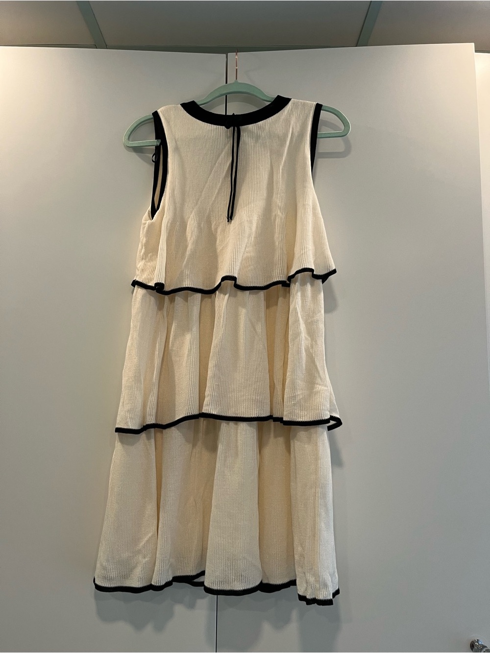 Zara Cream Knit Dress with Black Trim